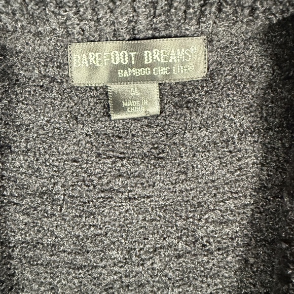 Barefoot Dreams Cardigan Womens Medium Black CozyChic Lite Open Front Loungewear - Picture 5 of 14